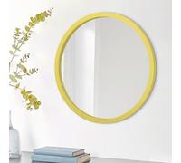 JJUUYOU Espejo de Pared Redondo con Marco de Madera, 23 cm, Espejos Decorativos de Mesa para Dormitorio, Espejo Circular rústico, Espejo de Pared Colgante Estilo Granja