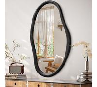 JJUUYOU Espejo Irregular Negro Asimétrico de Madera para Pared 85x55cm Grande Espejo Decorativo para el Hogar Montado en Pared Espejos de Tocador Colgantes para Baño Vestidor Sala de Estar