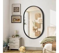 JJUUYOU Espejo ovalado con marco de metal negro para pared de 20 x 28 pulgadas, espejo de tocador de dormitorio mate, vidrio templado antioxidante para colgar horizontal o verticalmente