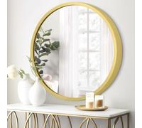 JJUUYOU Espejo Redondo Circular de Pared con Marco de Metal Espejos Pequeños Accesorios para el Hogar Shabby Chic Regalos para Mujeres y Madres, Dorado