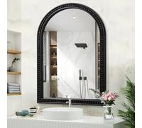 JJUUYOU Espejos de baño arqueados para pared, espejos de arco negro con marco para sobre fregadero, 75 x 50 cm, espejo grande para colgar en el tocador, dormitorio, sala de estar, tocador, entrada