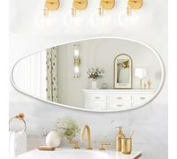 JJUUYOU Espejos grandes para pared, espejo de pared irregular de 98 x 45 cm, espejo de metal decorativo asimétrico, marco de aleación de aluminio, espejos para baño, dormitorio, sala de estar