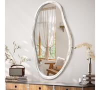 JJUUYOU Espejos irregulares para pared, espejo asimétrico de 85 x 55 cm, espejo grande montado en la pared con marco de madera para baño, dormitorio, sala de estar, pasillo, espejos modernos, retro