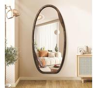 JJUUYOU Espejos irregulares para pared, espejo asimétrico de pared de 40 x 20 pulgadas, espejo colgante grande con marco de madera para sala de estar, baño, entrada, dormitorio, horizontal o vertical
