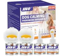 JJW Kit Difusor de Feromonas 6-en-1 para Perros | 2 Difusores + 4 Recargas (120 Días) | Anti-Estrés, Reduce Ladridos/Mordiscos | Inodoro & Seguro (Gris, S)