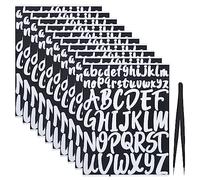 JJWNMLL 10 pegatinas de letras de vinilo, letras adhesivas de 1" 2" en mayúsculas, extraíbles, autoadhesivas, resistentes al agua y duraderas letras adhesivas grandes, letras blancas (fondo negro)