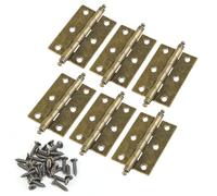 JJWNMLL Bisagras de Puerta Antiguas de Plegables de Bronce Con Extremos de Bola para Muebles, Armario, Caja de Madera Retro, Caja de Joyería (Bronce, 63 x 43 mm- 6pcs)