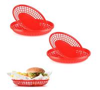 JJWNMLL Canastas de comida, 8 cestas de frutas ovaladas de plástico reutilizables para hamburguesas, papas fritas, dulces, patatas fritas, fiestas, picnics, barbacoas