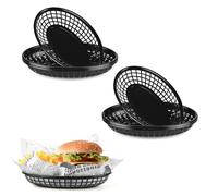 JJWNMLL Canastas de comida, 8 unidades, de plástico, reutilizables, ovaladas, para hamburguesas, papas fritas, dulces, patatas fritas, fiestas, picnics, barbacoas