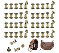 JJWNMLL Juego De 80 Tornillos Chicago De M5x10mm, Kit De Tornillos De Encuadernación Chicago, Remache De Uñas Metal,Botón Chicago,Para Cinturón De Cuero,Libro De Recortes,Encuadernación - Bronce