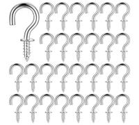 JJWUYUE 100 unidades de pequeños ganchos de tornillo para atornillar, tornillos de techo con rosca, tornillos de gancho para colgar, mini ganchos de pared de metal en ganchos para madera, plantas,