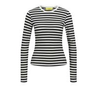 JJXX Jxceline Gigi Str LS Stripe tee Jrs Noos Camiseta de Manga Larga, Negro/Rayas: Vainilla Hielo, L para Mujer