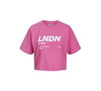 JJXX Jack & Jones Jxbrook SS Relaxed Vint tee Sn - Camiseta para Mujer, Carmine Rose/Print: Bright White Lndn Print, XS