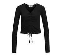 JJXX Jxfenja Str LS Rib Crop Top JSR, Negro, XL para Mujer