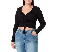 Jack & Jones Camiseta rib cuello pico y manga larga de mujer.. Negro 40 (L)