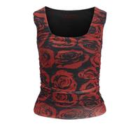 JJXX Jxrosa Saga SL Rev Mesh Top Wvn Camiseta de Tirantes Anchos, Rojo y Rosa, S para Mujer