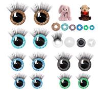 JJYHEHOT 12 Piezas Ojos de Seguridad, Ojos de Plásticos, Ojos de Muñeca Brillantes con Pestañas y Arandelas, Ojos para Animales de Ganchillo para Muñecas, Peluches, Manualidade, 9/10/12/14mm