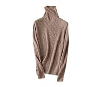 JJzex Suéteres de cuello alto de lana para las mujeres suéter de cachemira caliente de punto, canela, L