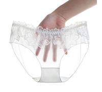 JK Home Bragas de encaje transparente elástico cintura baja ropa interior bikini escritos para mujeres