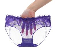 JK Home Bragas de encaje transparente elástico cintura baja ropa interior bikini escritos para mujeres Morado 1 pieza - morado L