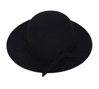 JK Home Sombrero de sol de ala ancha vintage Fedora Floppy - Sombrero de lana de fieltro - Beach Princess Cloche Derby Bowler Iglesia Party Bucket Sombreros, Niño Negro, Talla única