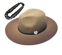 JK Home Sombrero Fedora de ala ancha - Gorra de fieltro Panamá - 2 bandas ajustables - Estilo vintage Cosplay degradado café