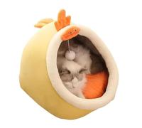 jkahh Cama para gatos dulce suave y cálida cesta para mascotas, acogedora tumbona para gatitos, casa de campaña, alfombra para perros pequeños, lavable para gatos, camas de invierno, amarillo, S, 31 x
