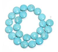 jkahh Cuentas de piedra natural de 1 hebra de cuentas de turquesa agrietadas redondas y planas para hacer pulseras de bricolaje, 16 mm, 22 unidades