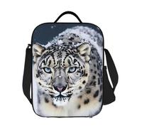 JKASDTRP Blue Eyed Snow Leopard - Bolsa de almuerzo grande aislada reutilizable a prueba de fugas con correa ajustable para el hombro, transportador de alimentos para mujeres y hombres, trabajo