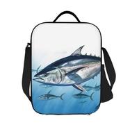 JKASDTRP Bluefin Tuna Thunnus - Bolsa de almuerzo grande aislada reutilizable a prueba de fugas, bolsa de almuerzo con correa ajustable para el hombro, transportador de alimentos para mujeres y