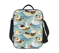 JKASDTRP Lonchera térmica grande con estampado de pato de acuarela, reutilizable, a prueba de fugas, bolsa de almuerzo con correa ajustable para el hombro, transportador de alimentos para mujeres y