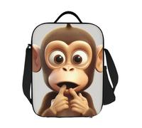 JKASDTRP The Silent Monkey - Bolsa de almuerzo grande aislada reutilizable a prueba de fugas con correa ajustable para el hombro, transportador de alimentos para mujeres y hombres, trabajo, viajes