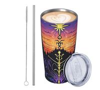 JKASDTRP Vaso aislado de acero inoxidable de 20 onzas, taza de café de viaje a prueba de fugas con tapa y pajita, vaso mágico para bebidas de amanecer, regalos para mujeres, hombres y amantes