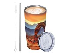 JKASDTRP Vaso de viaje de acero inoxidable de 20 onzas, taza de café de viaje a prueba de fugas con tapa y arcos de pajilla, vasos de bebida del parque nacional, regalos para mujeres, hombres y