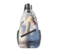 JKDGOJ Bolsa de hombro cruzada con patrón de cisnes blancos adecuada para hombres y mujeres, adecuada para bolsas de fitness y viajes de senderismo