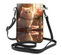 JKDGOJ Bolso bandolera tibetano de pelo largo con estampado de gato para teléfono móvil, cartera pequeña para mujer, un regalo práctico adecuado para salir, hacer ejercicio y ir de compras