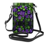 JKDGOJ Bolso cruzado con estampado de violetas, bolso para teléfono móvil, cartera pequeña para mujer, un regalo práctico adecuado para salir, hacer ejercicio y ir de compras