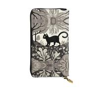 JKDGOJ Cartera larga de piel con estampado abstracto de gato caminando para mujer, bolsa de mano de gran capacidad con cremallera para tarjetas de crédito