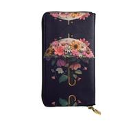 JKDGOJ Cartera larga de piel con estampado de pétalos en un paraguas para mujer, bolsa de mano de gran capacidad con cremallera para tarjetas de crédito