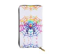 JKDGOJ Cartera larga de piel con estampado de telaraña de colores para mujer, bolsa de mano de gran capacidad con cremallera para tarjetas de crédito