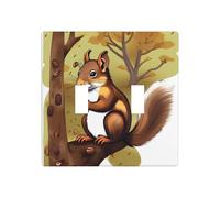 JKDGOJ Imagen de ardilla que come nueces, panel de pared decorativo de 4.5 x 4.5 pulgadas, adecuado para enchufes que no se dañan fácilmente