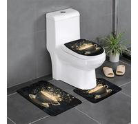 JKDGOJ Juego de alfombras de baño de 3 piezas con diseño de estrellas en una taza de té, juego de alfombras de baño antideslizantes, fáciles de limpiar y mantener, bloquean la humedad y son duraderas