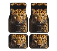 JKDGOJ Las alfombrillas antideslizantes delanteras y traseras con estampado de leopardo de ojos profundos son adecuadas para coches, camiones y SUV