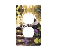 JKDGOJ Panda in the vines Prints - Panel de pared de doble enchufe para el hogar, duradero para enchufes e interruptores decorativos
