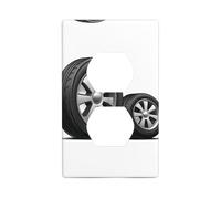JKDGOJ Panel de pared de doble enchufe con impresión de rueda de dibujos animados, cubierta de alimentación doméstica duradera para enchufes e interruptores decorativos