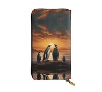 JKDGOJ Penguin looking at the sky Prints - Cartera larga de piel para mujer, gran capacidad, con cremallera para tarjetas de crédito
