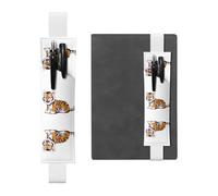 JKDGOJ Portalápices de cuero para marcapáginas con imagen de tigre travieso para diarios de tapa dura, diarios, planificadores, bolsa de correa ajustable, Blanco, One Size