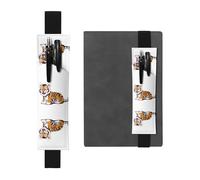 JKDGOJ Portalápices de cuero para marcapáginas con imagen de tigre travieso para diarios de tapa dura, diarios, planificadores, bolsa de correa ajustable, Negro, One Size
