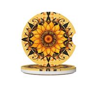 JKDGOJ Posavasos de cerámica absorbentes antideslizantes para coche, con diseño de corona de girasol, 2 unidades, decoración de coche