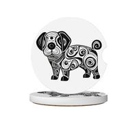 JKDGOJ Posavasos para coche con diseño de perro extraño, 2 almohadillas de cerámica absorbentes antideslizantes para bebidas, decoración de coche